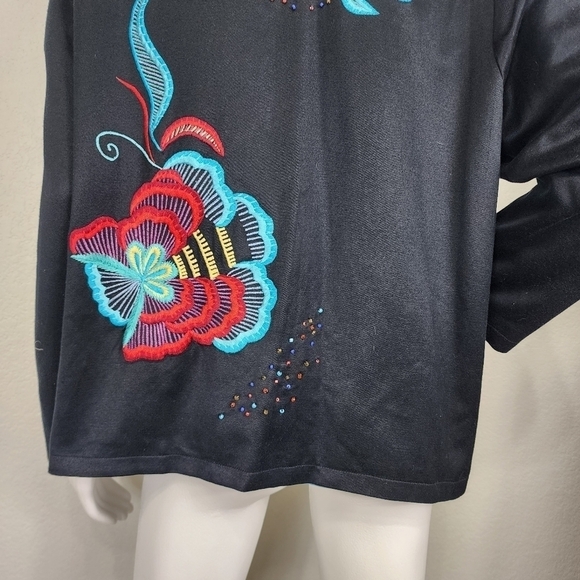 Alex Kim Boho Embroidered Black Jacket Size L - Picture 3 of 12